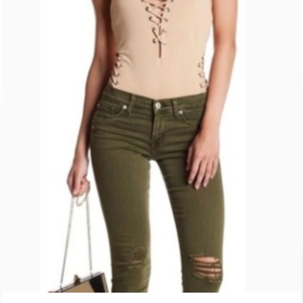 Hudson Jeans Olive Skinny Distressed Jeans